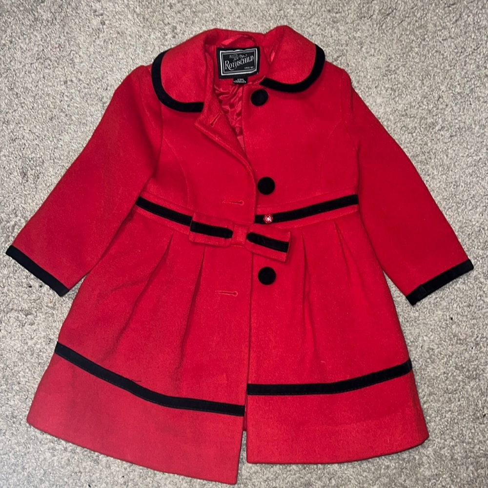 Toddler girls red Rothschild pea coat